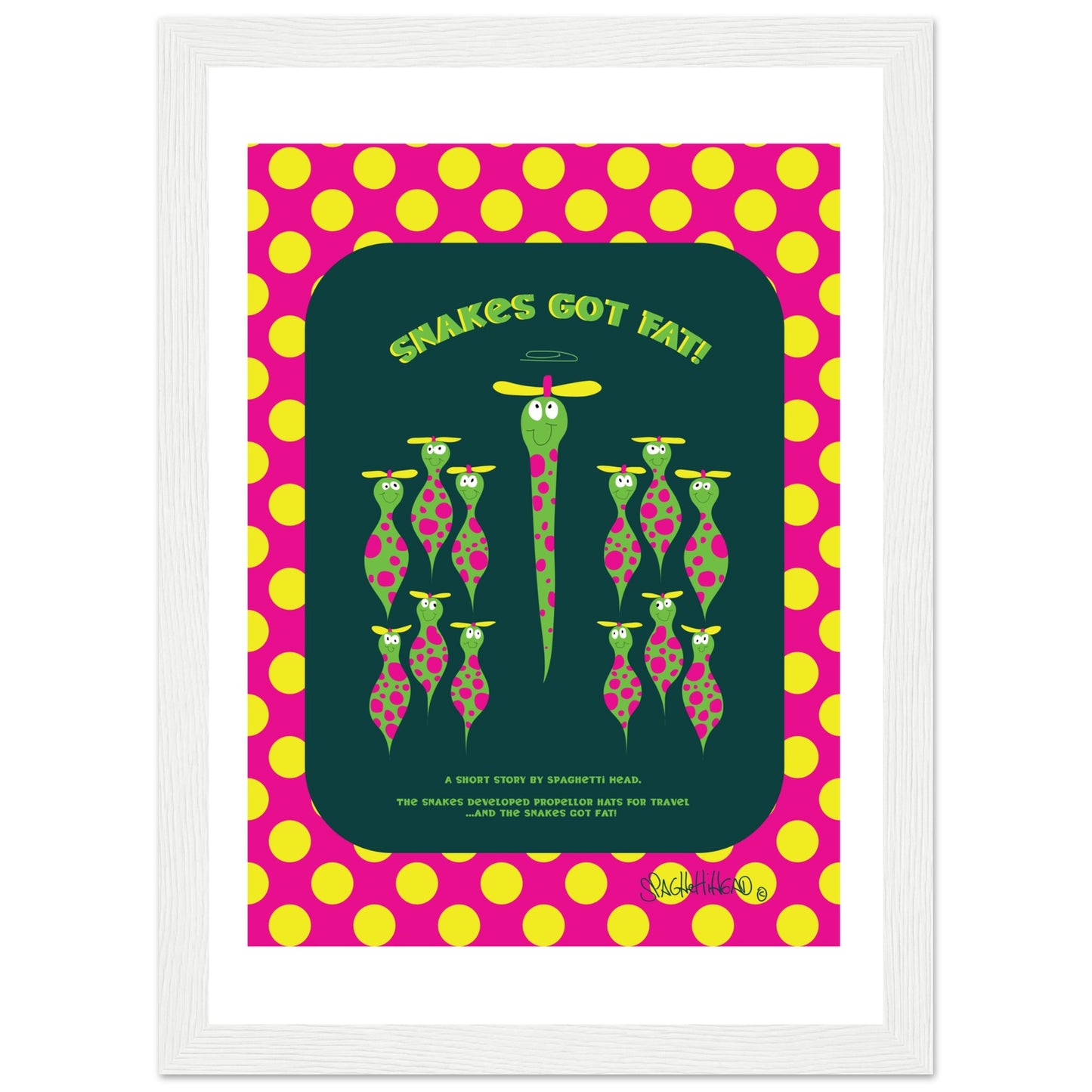 Snakes got Fat! - Premium Matte Paper Wooden Framed Poster