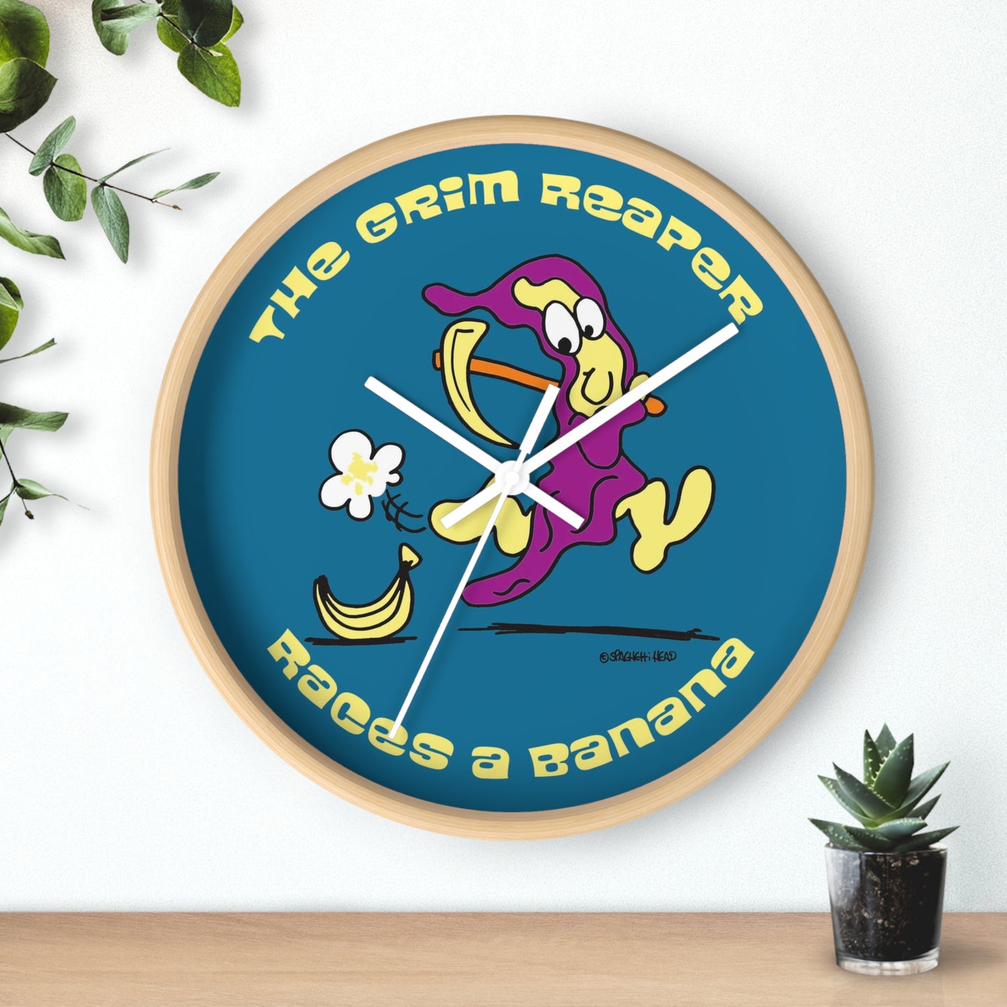 The Grim Reaper races a Banana - Wall Clock