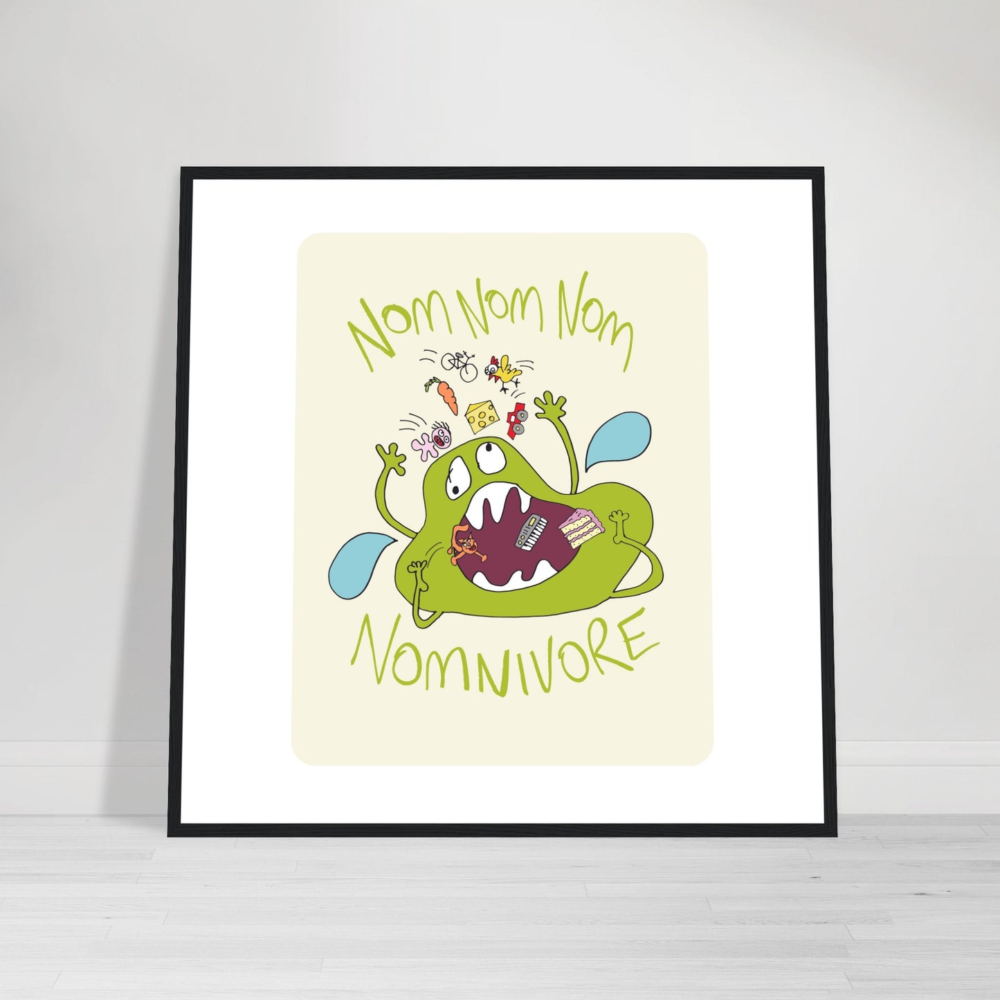 Nom Nom Nomivore - Premium Matte Paper Wooden Framed Poster