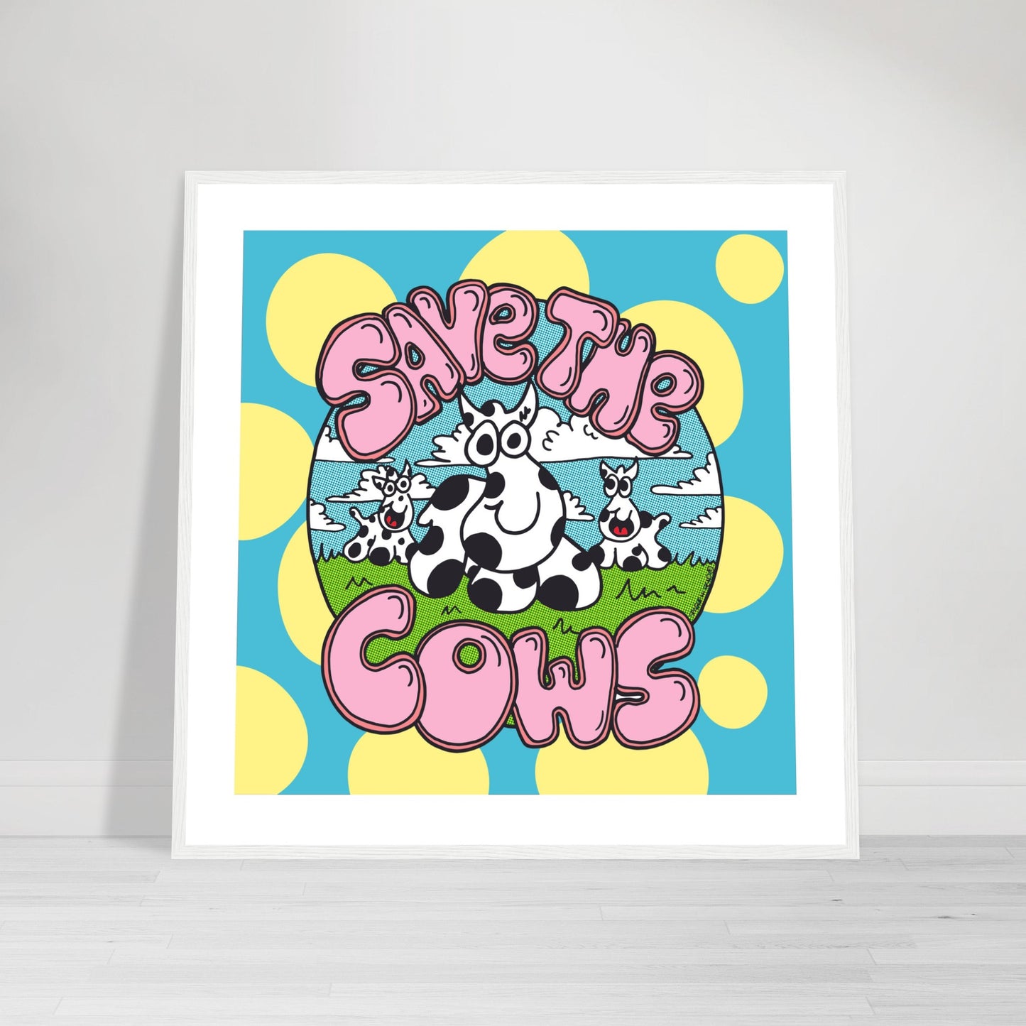 Save the Cows - Premium Matte Paper Wooden Framed Poster