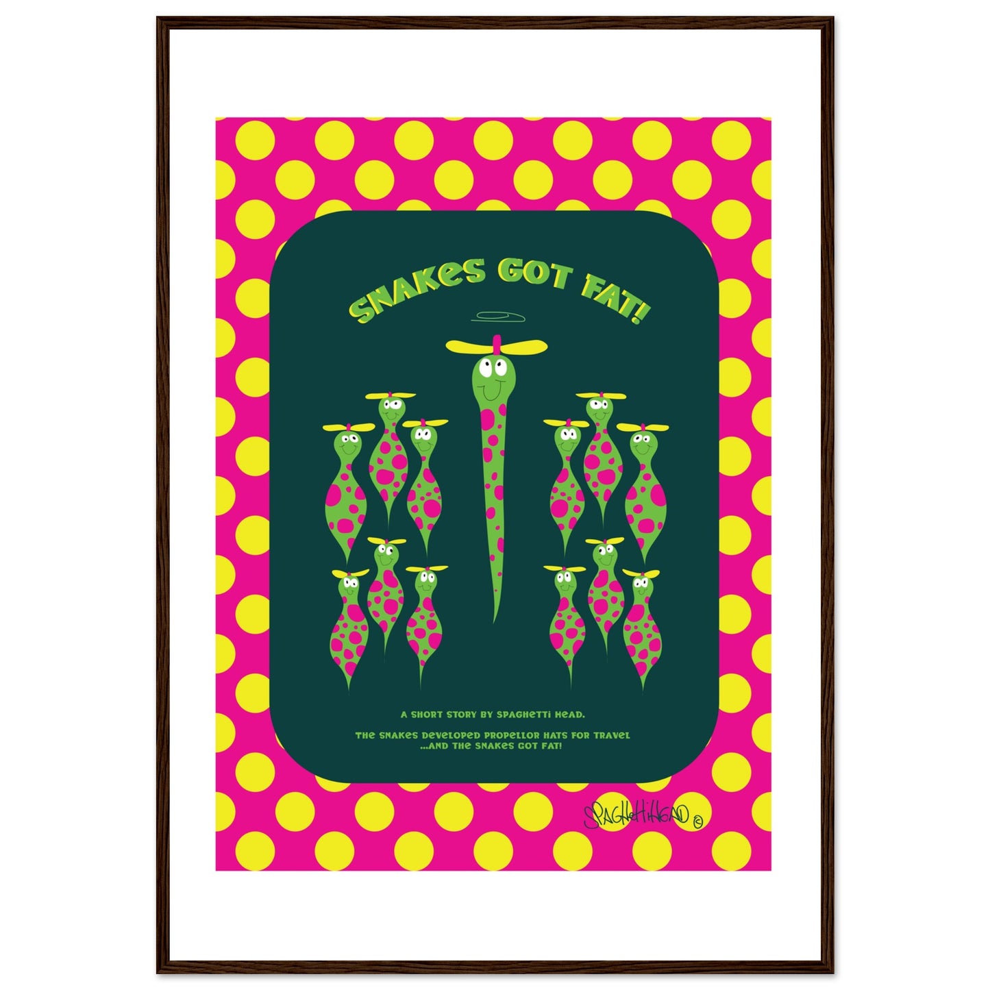 Snakes got Fat! - Premium Matte Paper Wooden Framed Poster