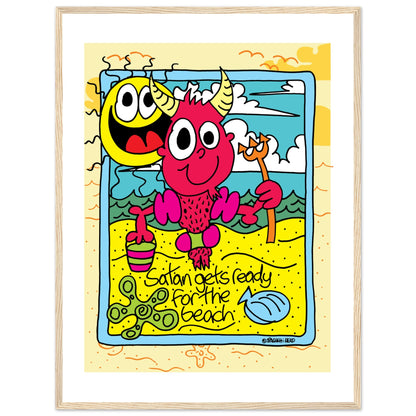 Satan gets ready for the beach - Premium Matte Paper Wooden Framed Poster