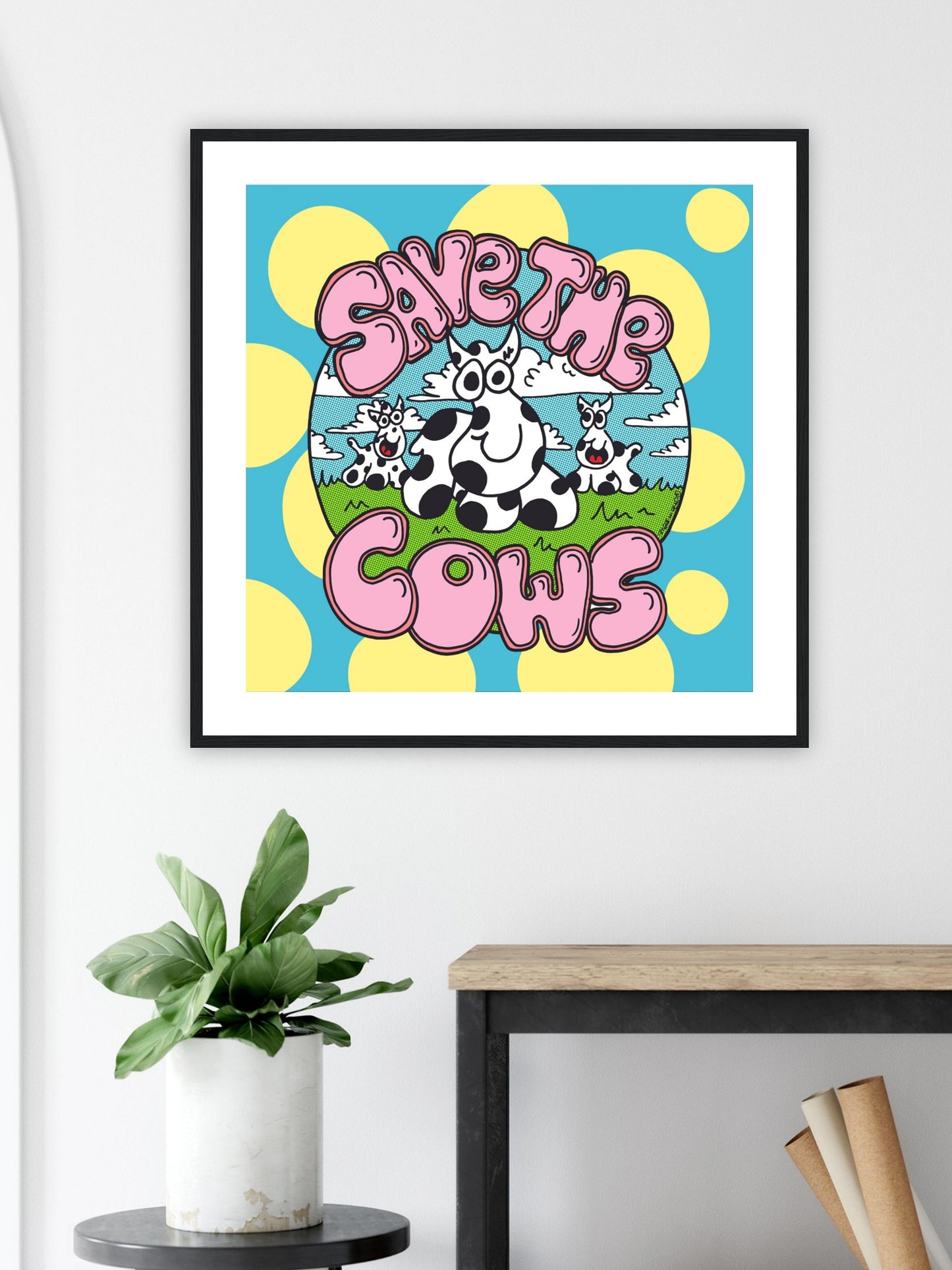 Save the Cows - Premium Matte Paper Wooden Framed Poster