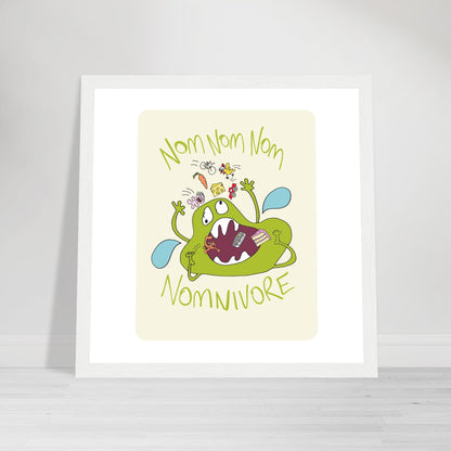 Nom Nom Nomivore - Premium Matte Paper Wooden Framed Poster