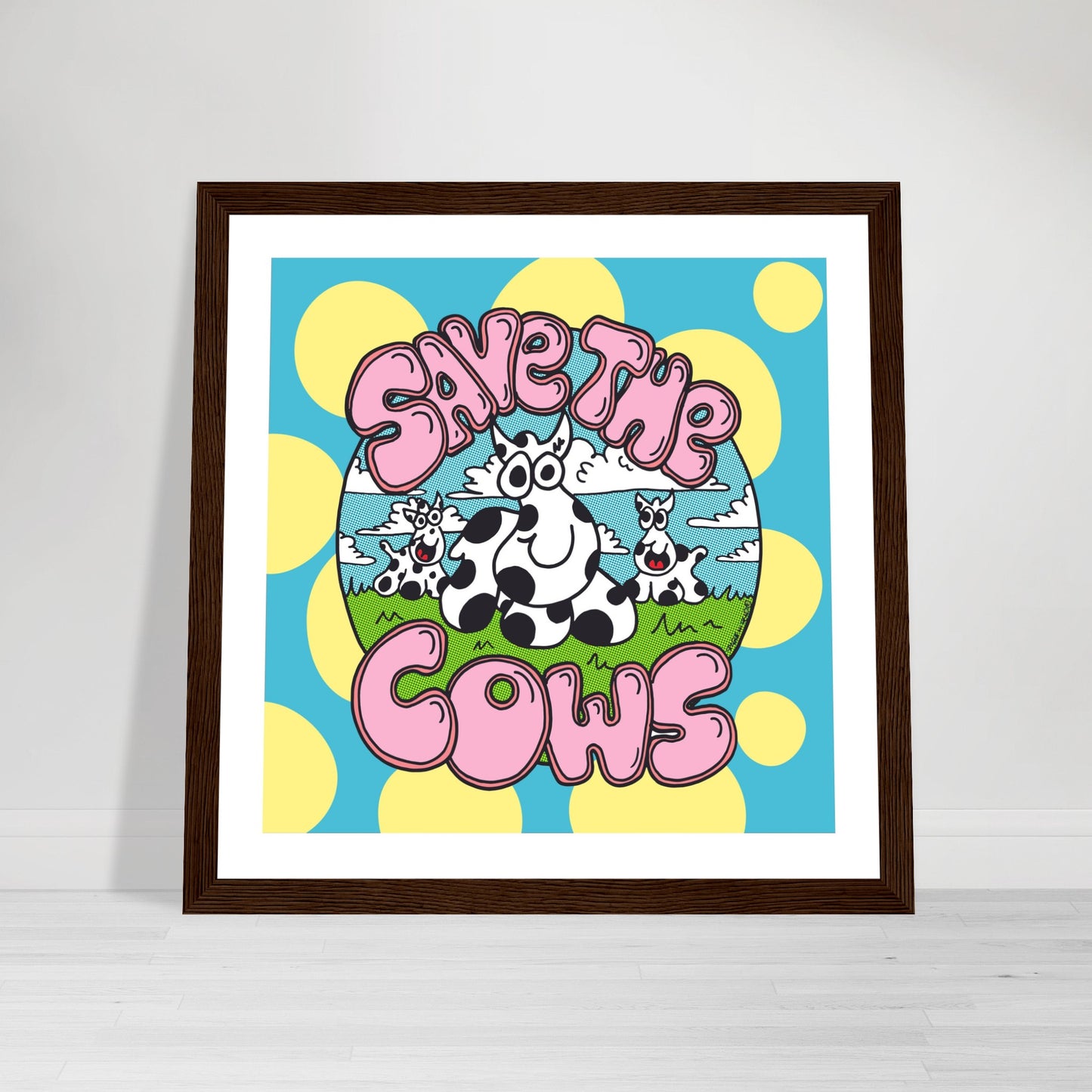 Save the Cows - Premium Matte Paper Wooden Framed Poster