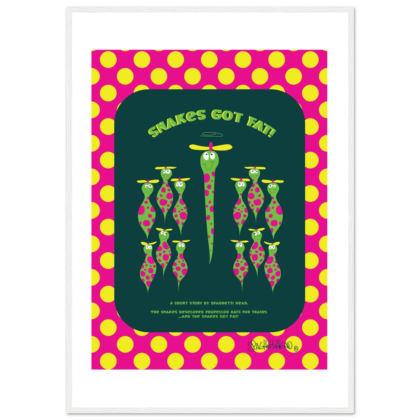 Snakes got Fat! - Premium Matte Paper Wooden Framed Poster