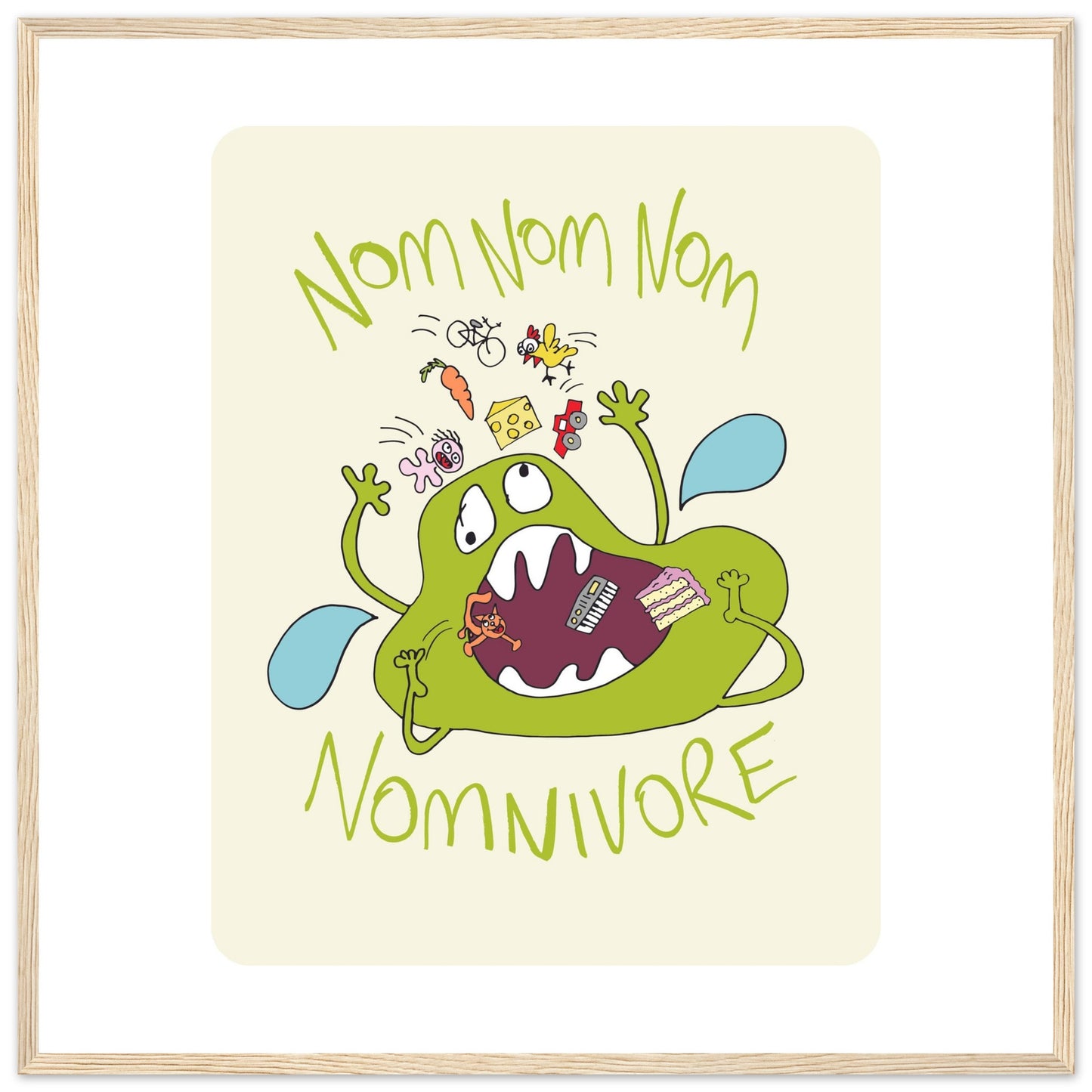 Nom Nom Nomivore - Premium Matte Paper Wooden Framed Poster