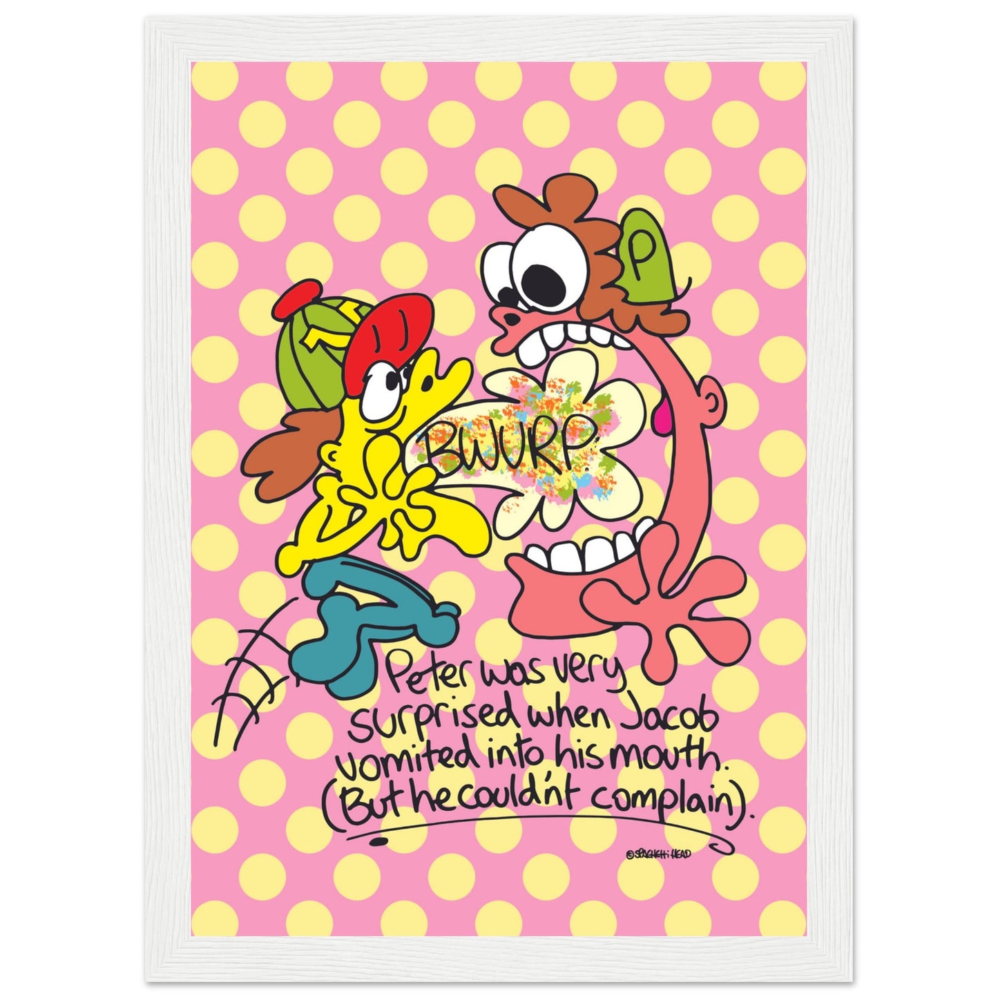 Peter was very surprised when Jacob vomited into his mouth... - Premium Matte Paper Wooden Framed Poster