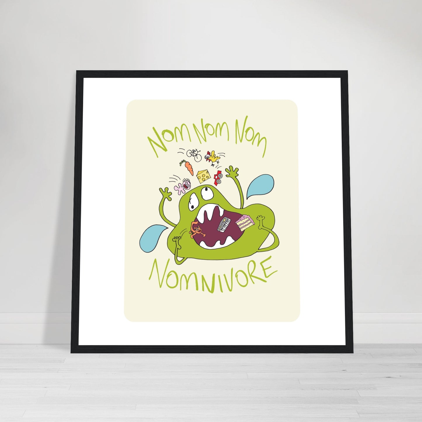 Nom Nom Nomivore - Premium Matte Paper Wooden Framed Poster