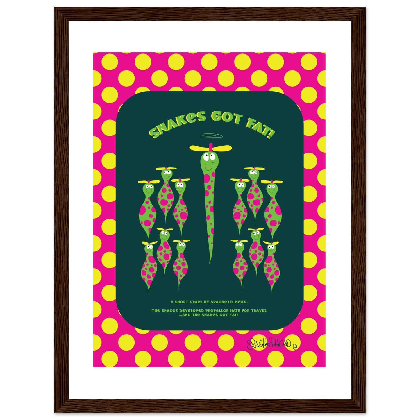 Snakes got Fat! - Premium Matte Paper Wooden Framed Poster