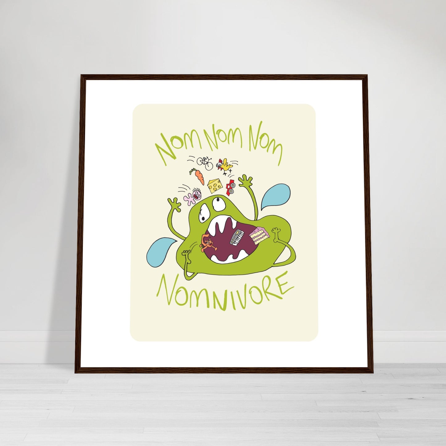 Nom Nom Nomivore - Premium Matte Paper Wooden Framed Poster