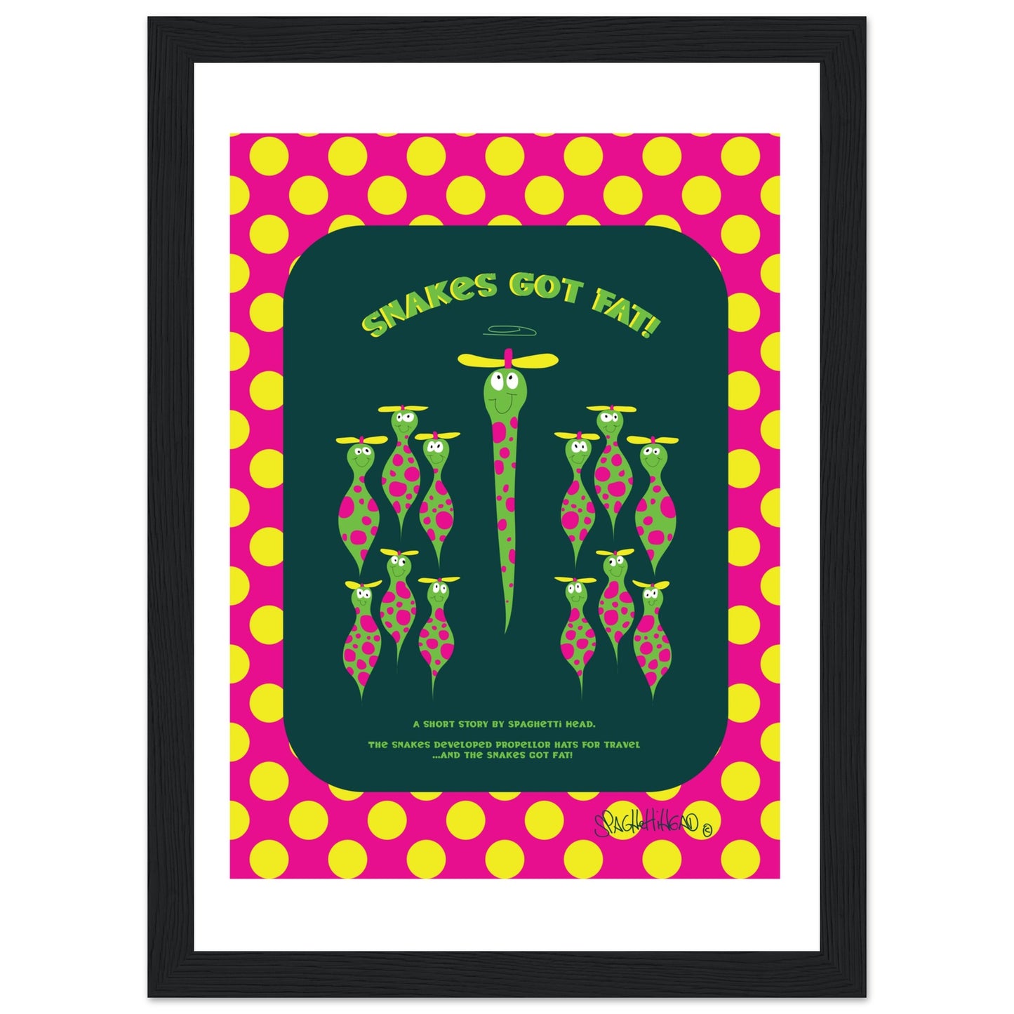 Snakes got Fat! - Premium Matte Paper Wooden Framed Poster