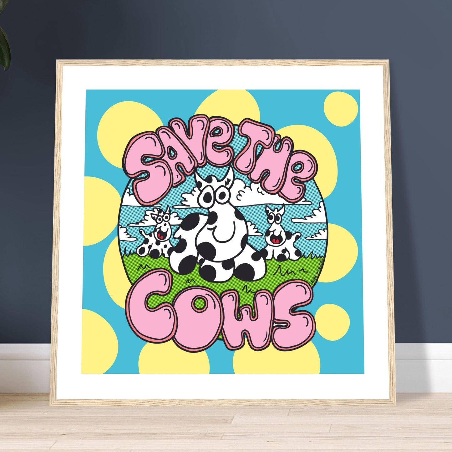 Save the Cows - Premium Matte Paper Wooden Framed Poster