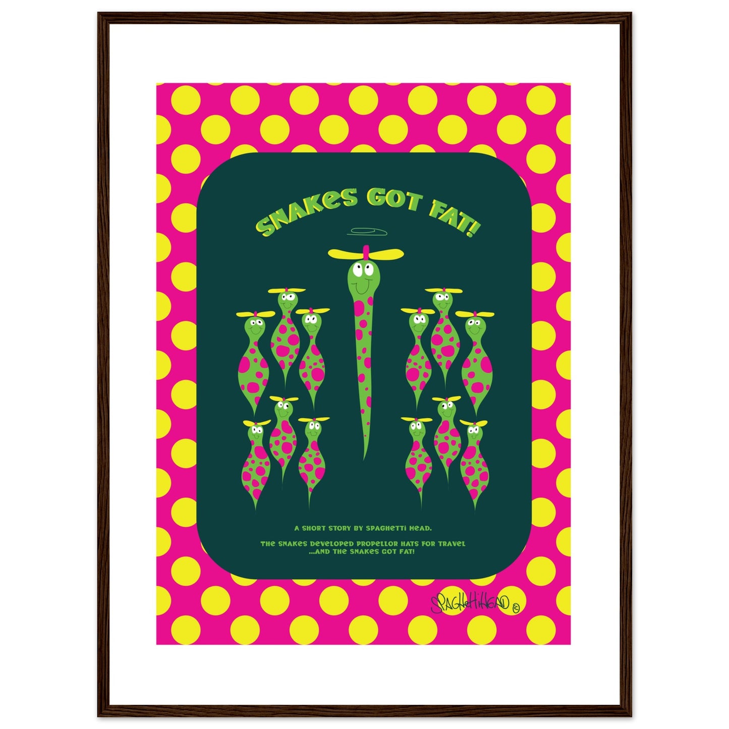 Snakes got Fat! - Premium Matte Paper Wooden Framed Poster