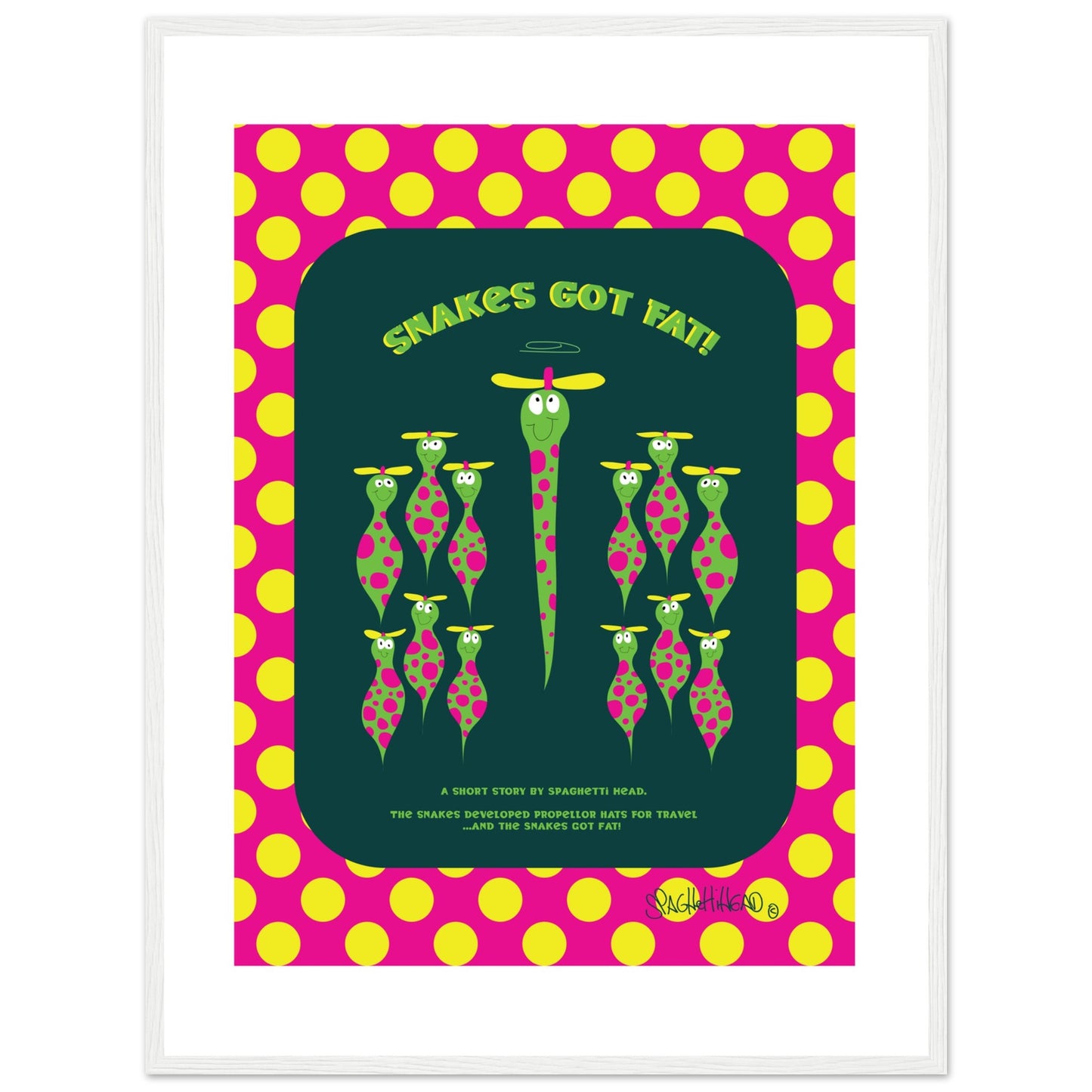 Snakes got Fat! - Premium Matte Paper Wooden Framed Poster