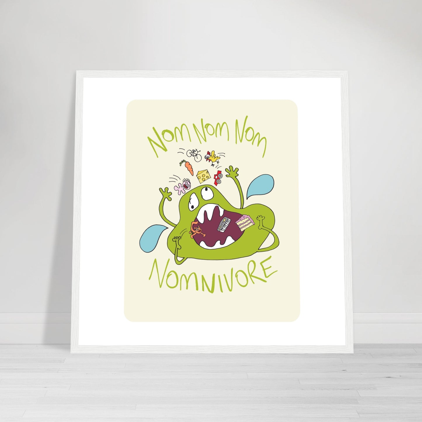 Nom Nom Nomivore - Premium Matte Paper Wooden Framed Poster