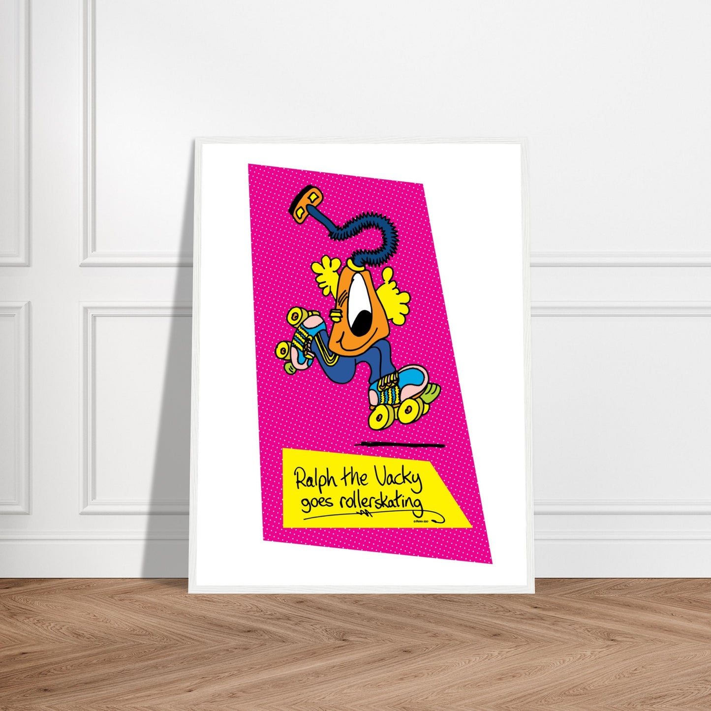 Ralph the Vacky goes Rollerskating - Premium Matte Paper Wooden Framed Poster