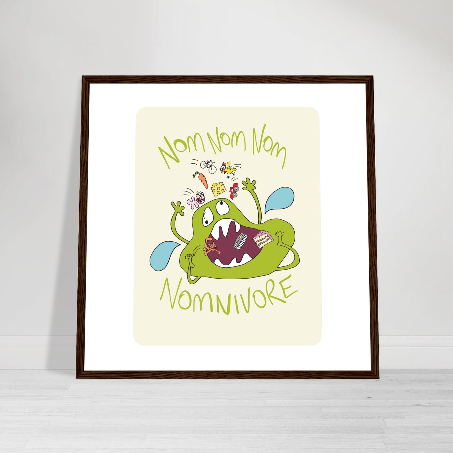 Nom Nom Nomivore - Premium Matte Paper Wooden Framed Poster