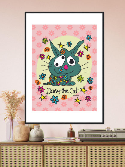 Daisy the Cat - Premium Matte Paper Wooden Framed Poster