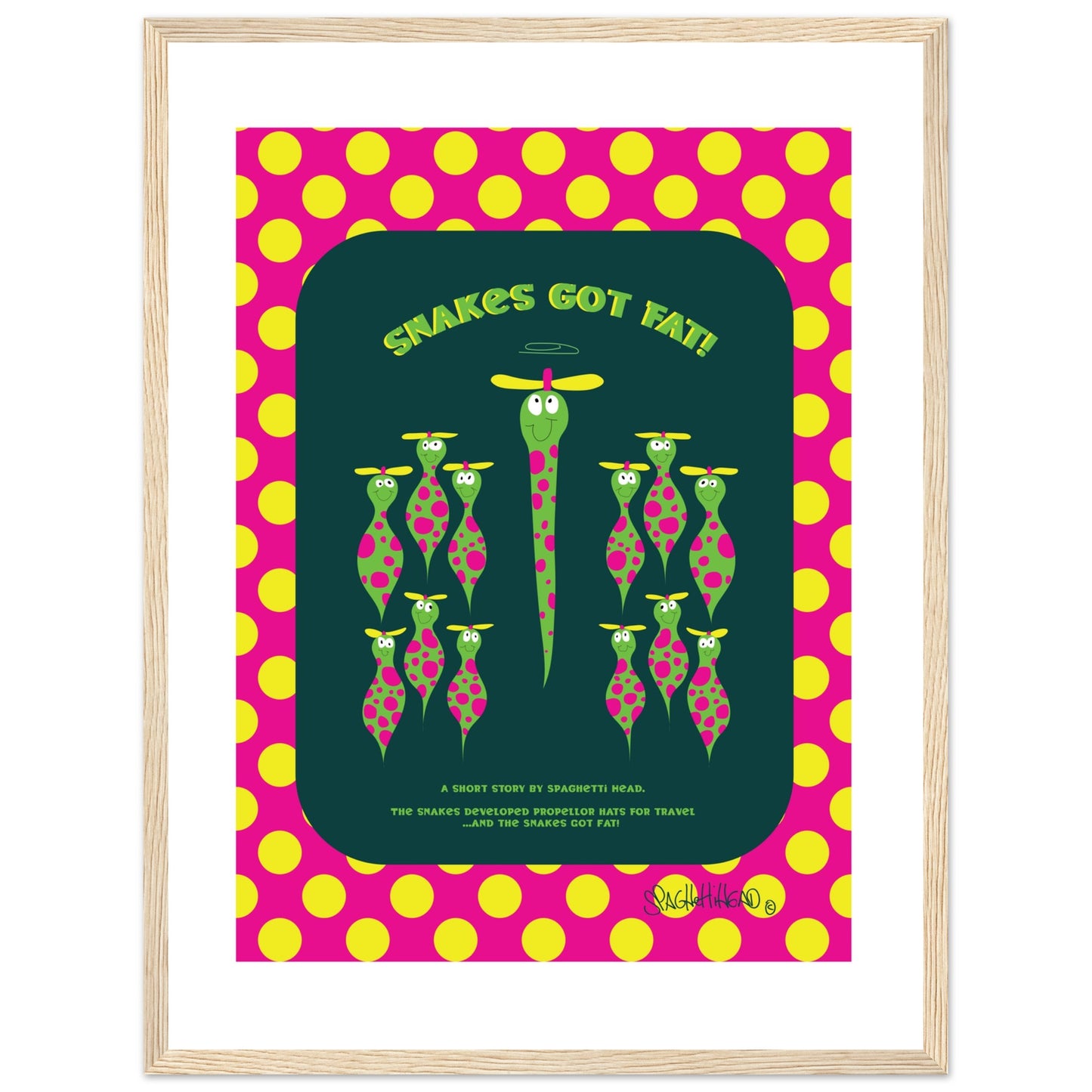 Snakes got Fat! - Premium Matte Paper Wooden Framed Poster