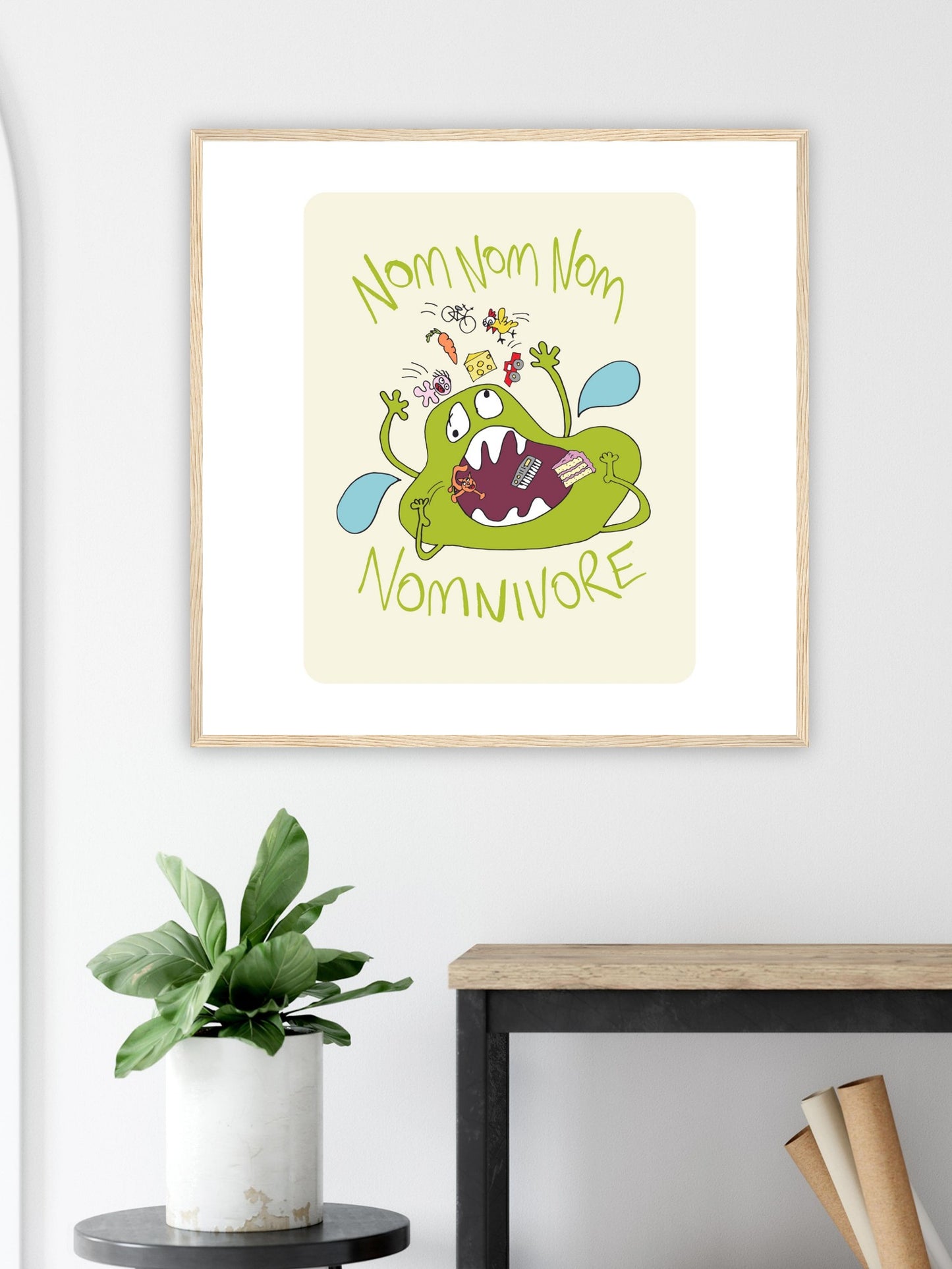 Nom Nom Nomivore - Premium Matte Paper Wooden Framed Poster