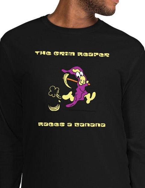 The Grim Reaper races a Banana - Men’s Long Sleeve Shirt