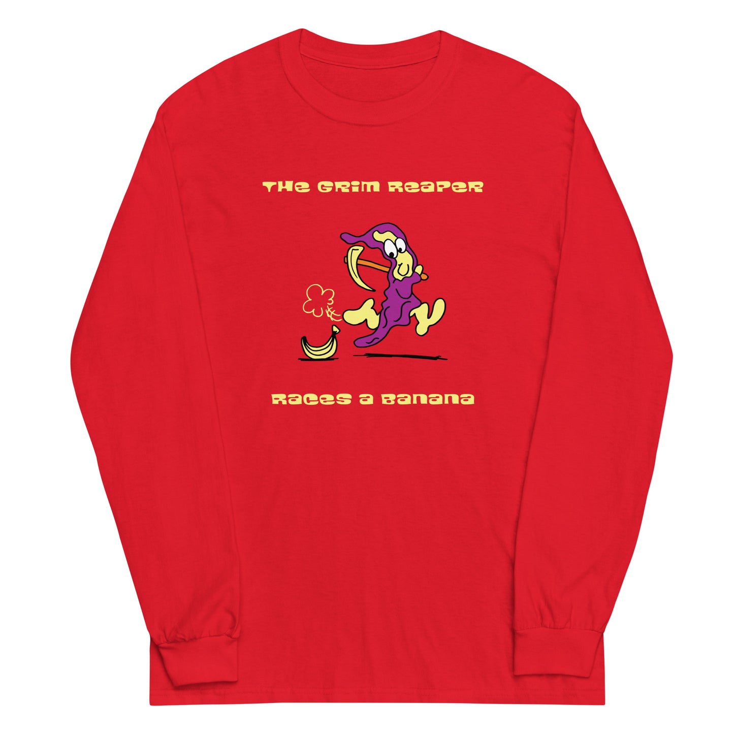 The Grim Reaper races a Banana - Men’s Long Sleeve Shirt