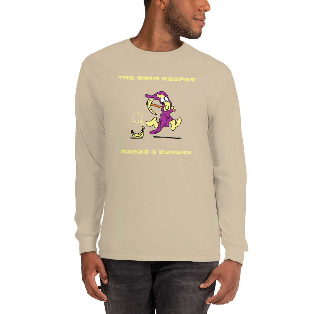 The Grim Reaper races a Banana - Men’s Long Sleeve Shirt