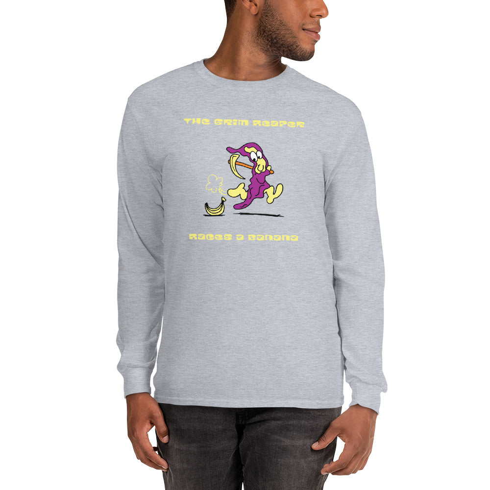 The Grim Reaper races a Banana - Men’s Long Sleeve Shirt