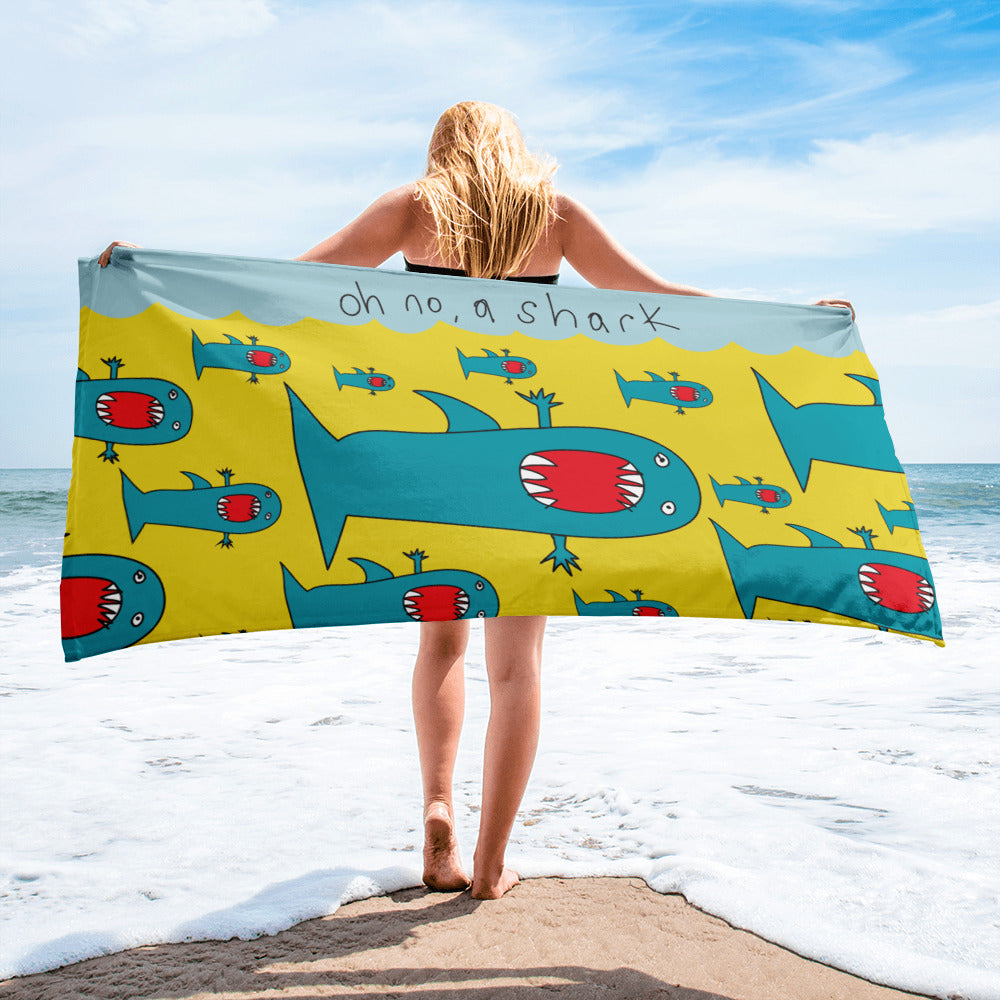 Oh no a Shark - Beach Towel