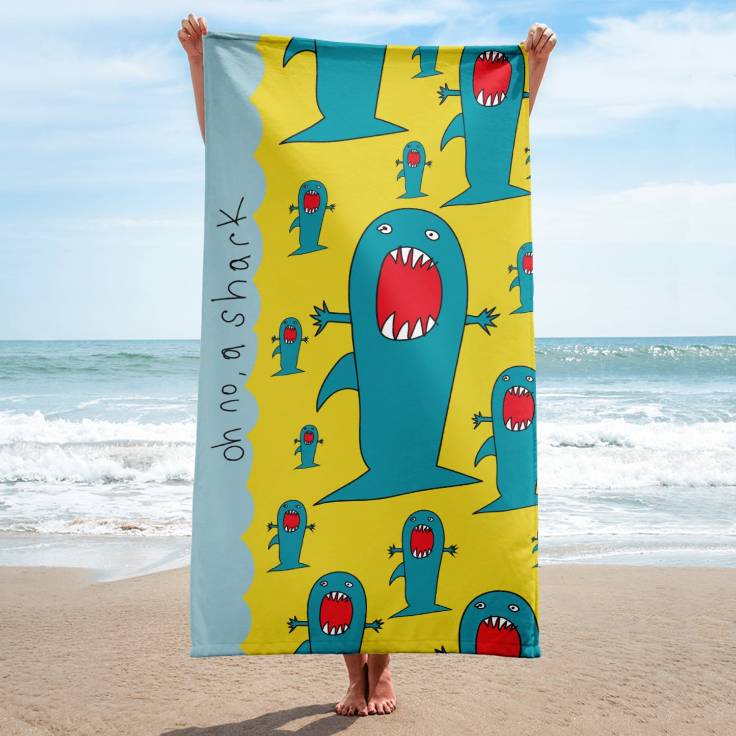 Oh no a Shark - Beach Towel