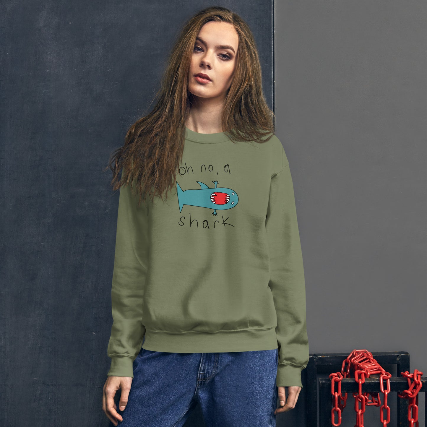 Oh no a Shark -  Womens Sweatshirt