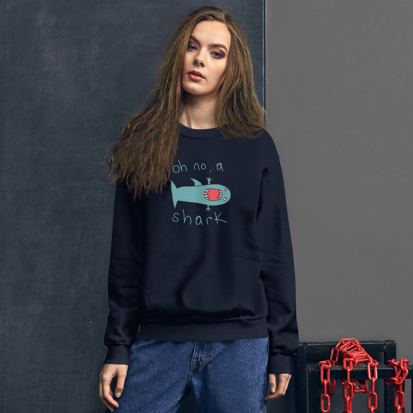 Oh no a Shark -  Womens Sweatshirt