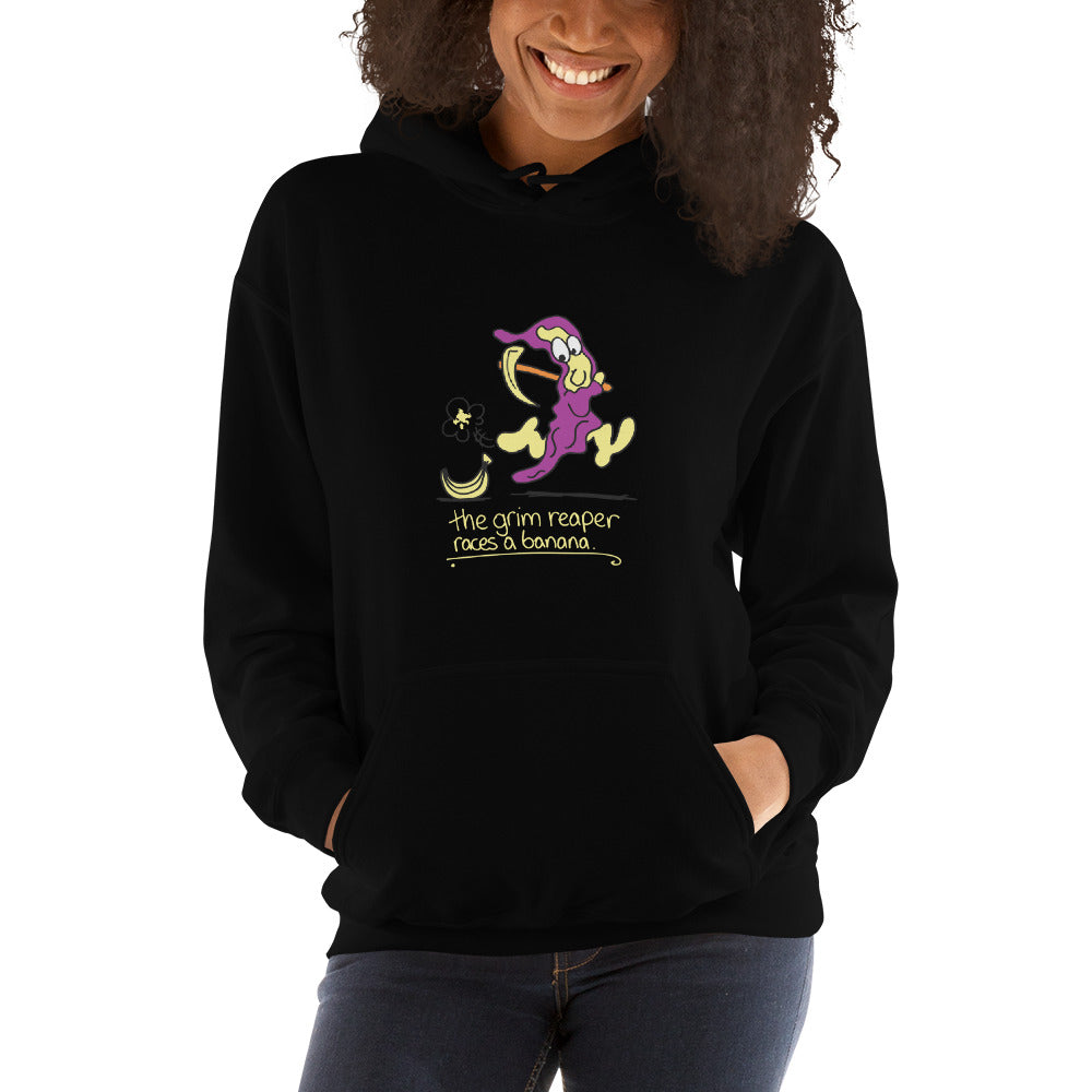 The Grim Reaper races a Banana - Women's Hoodie