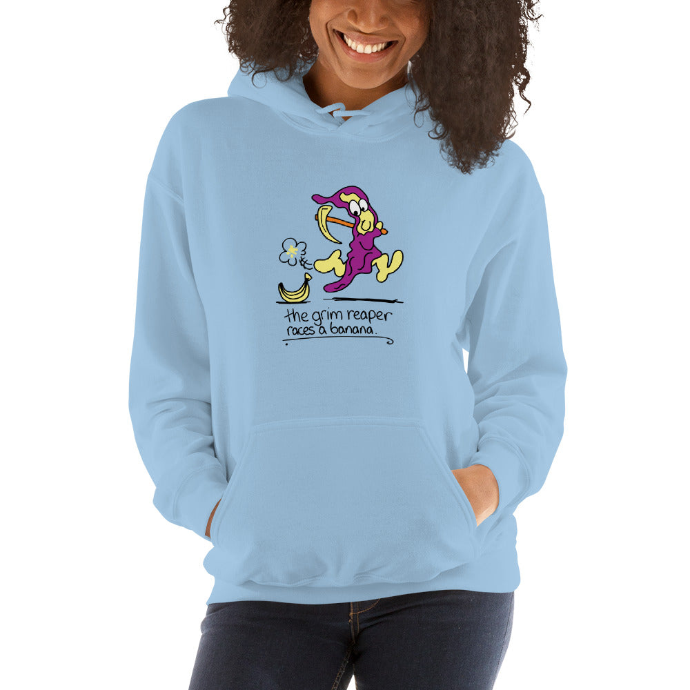 The Grim Reaper races a Banana - Women's Hoodie