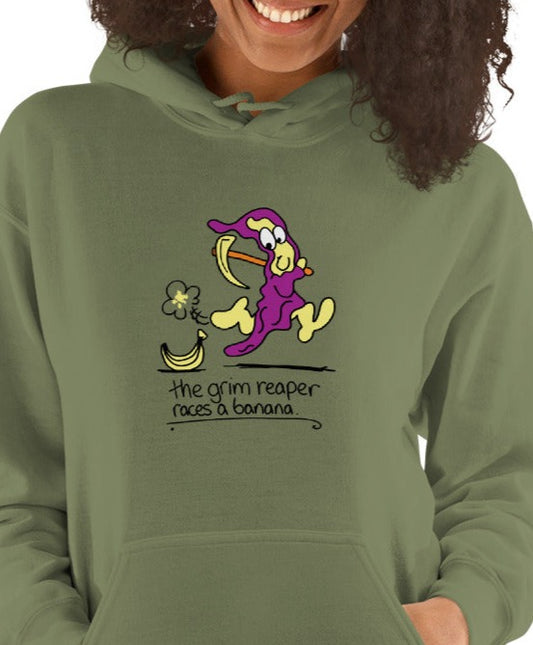 The Grim Reaper races a Banana - Women's Hoodie