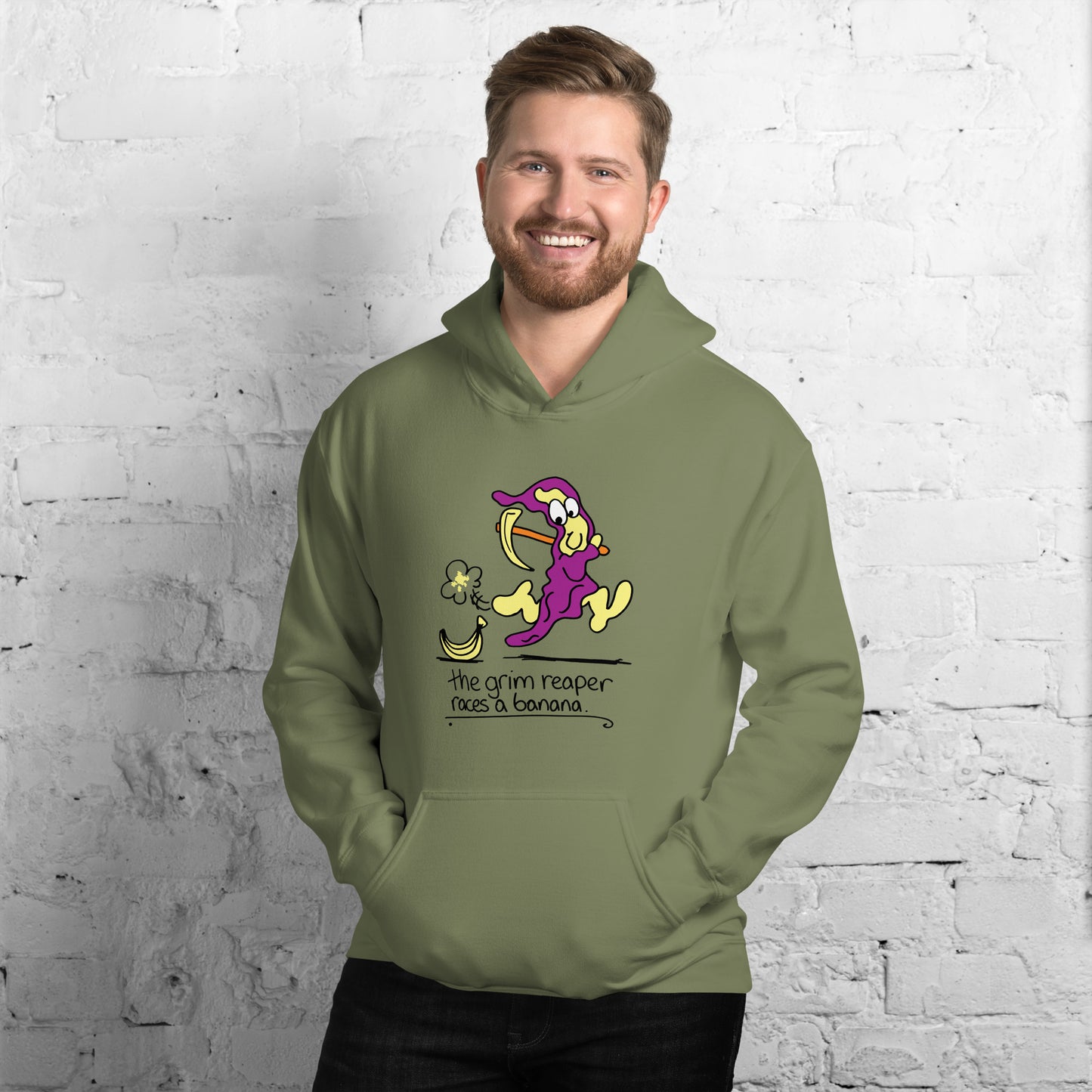 The Grim Reaper races a Banana - Men's Hoodie