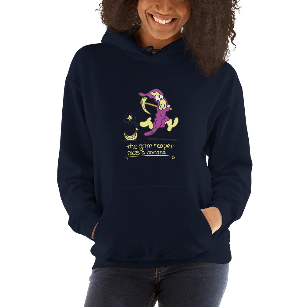 The Grim Reaper races a Banana - Women's Hoodie