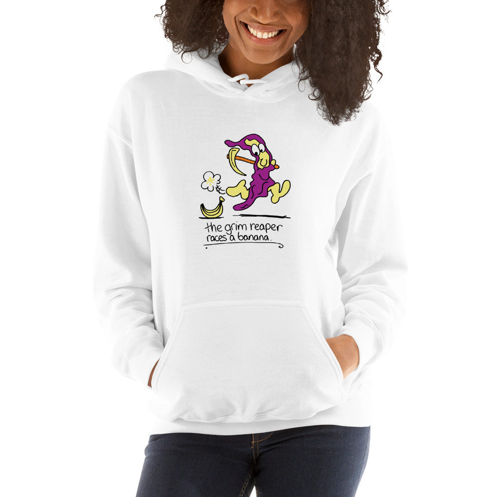 The Grim Reaper races a Banana - Women's Hoodie