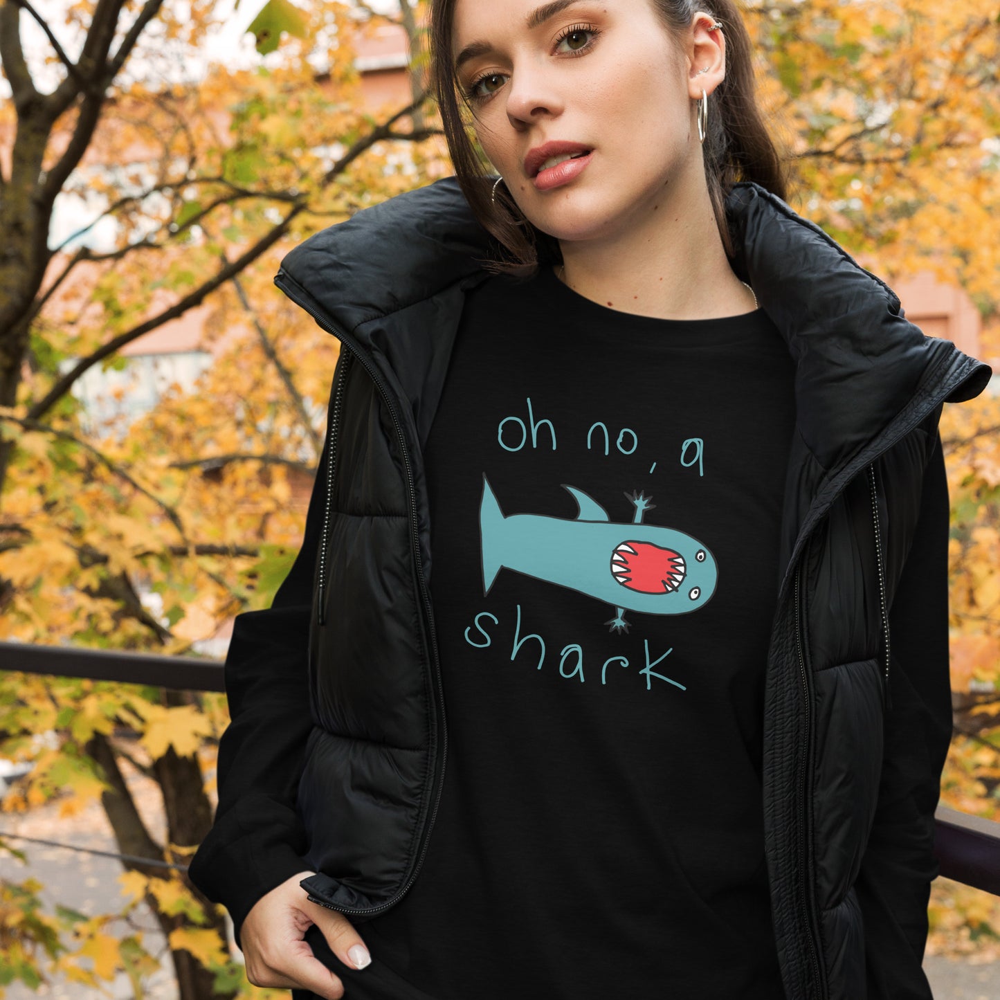 Oh no, a Shark - Women's Long Sleeve Tee