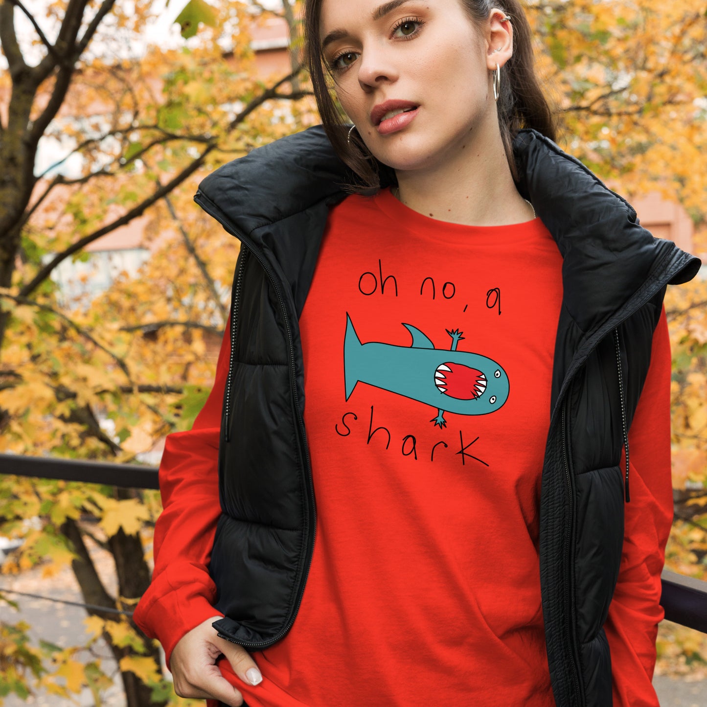 Oh no, a Shark - Women's Long Sleeve Tee