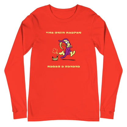 The Grim Reaper races a Banana - Women's Long Sleeve Tee