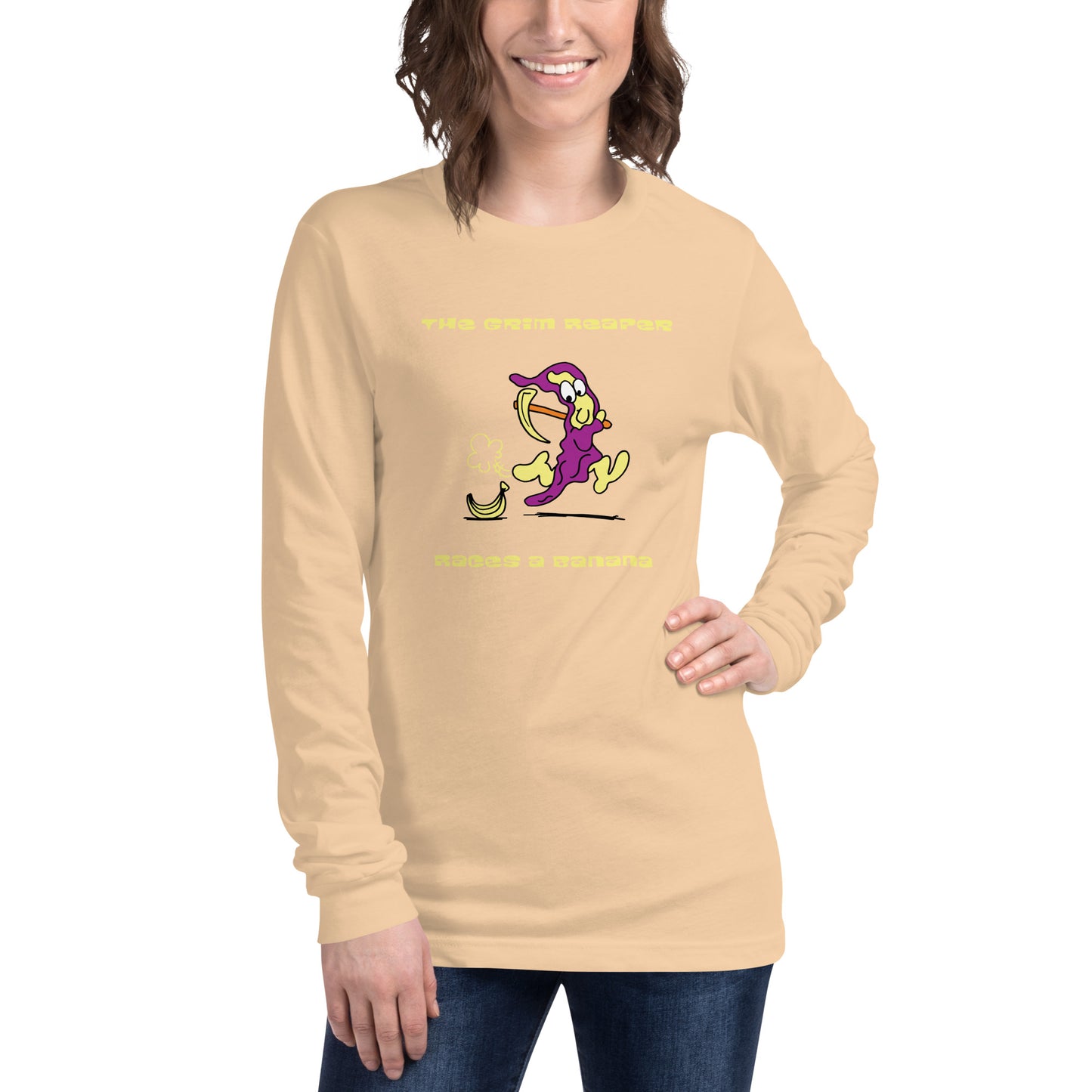 The Grim Reaper races a Banana - Women's Long Sleeve Tee