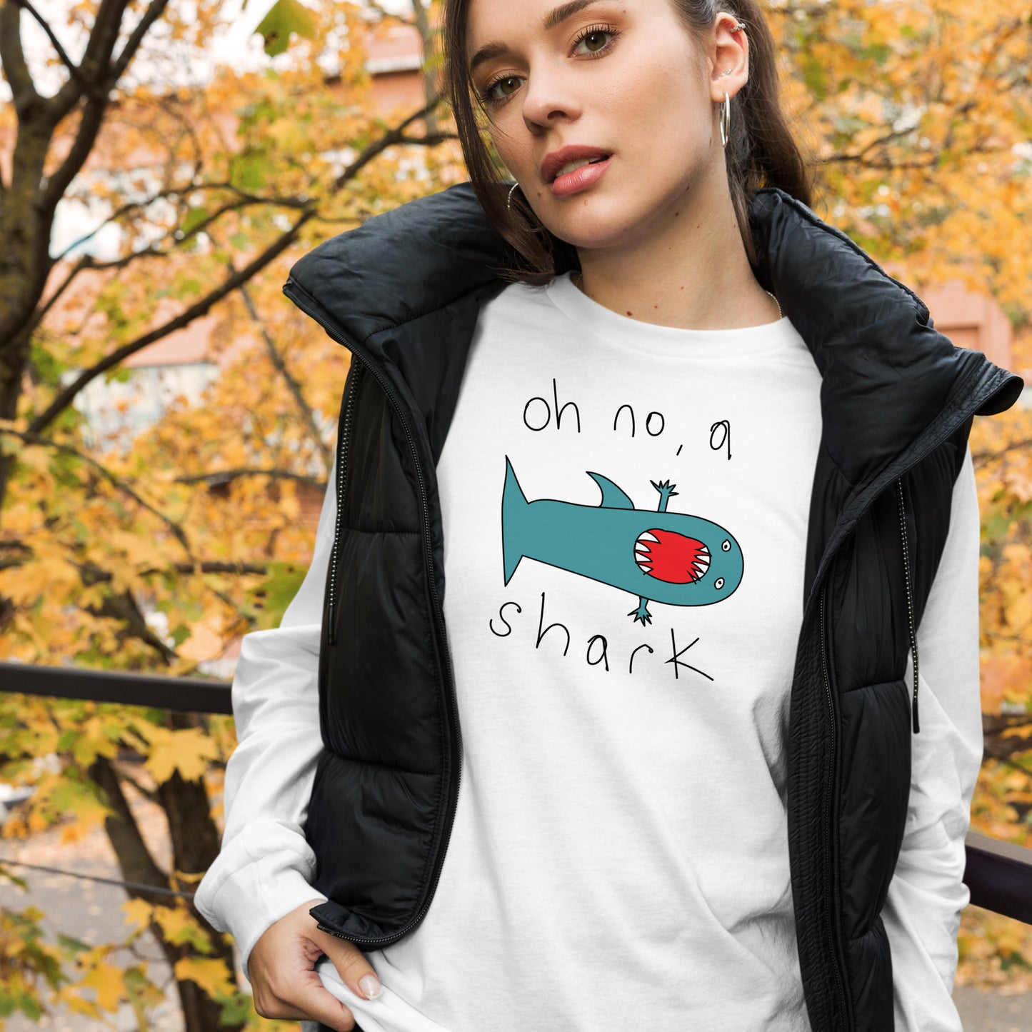 Oh no, a Shark - Women's Long Sleeve Tee