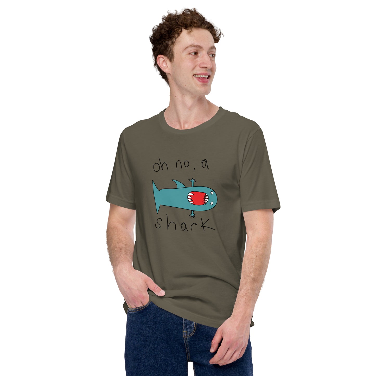 Oh no, a shark - Men's t-shirt (Fashion colours)