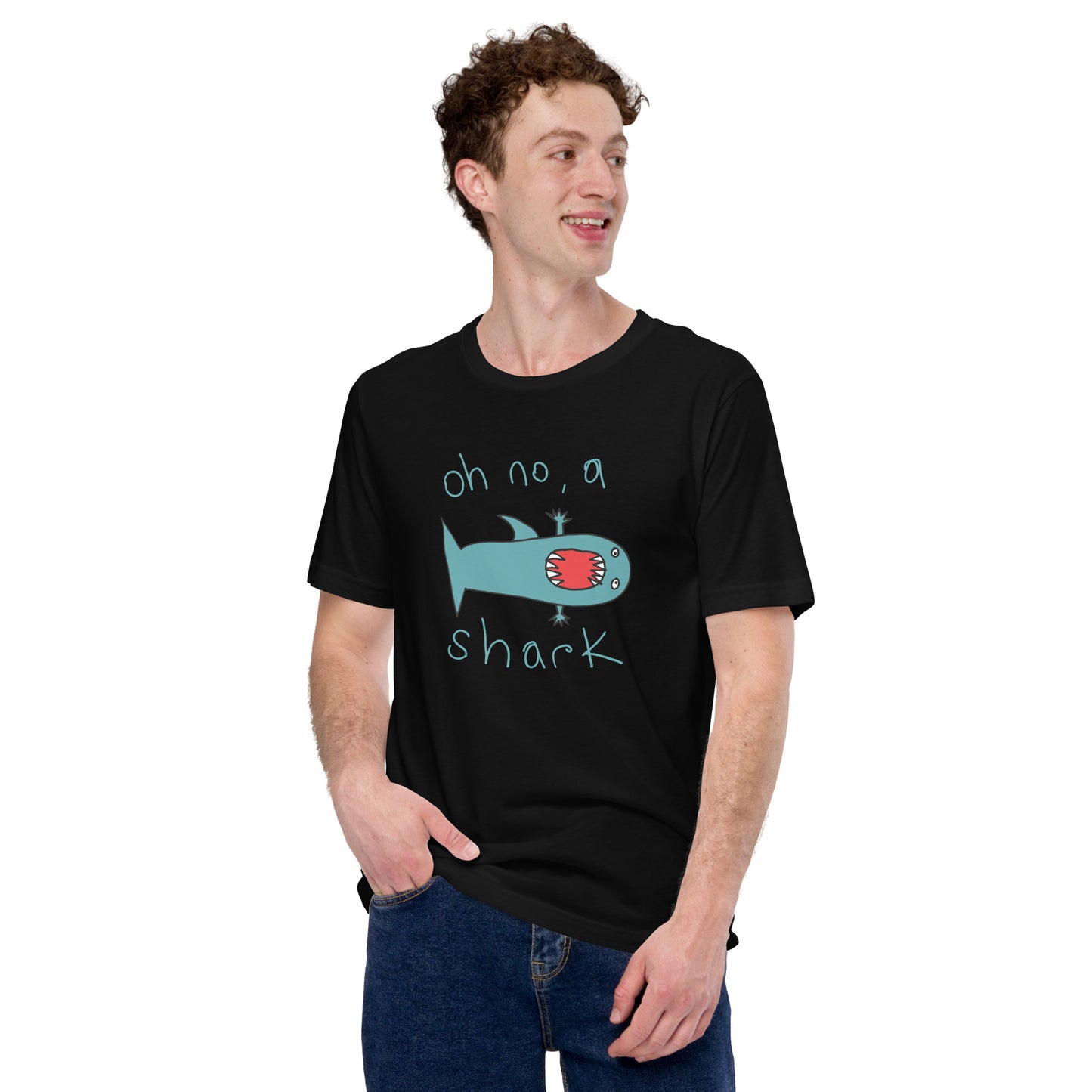 Oh no, a shark - Men's t-shirt (Fashion colours)