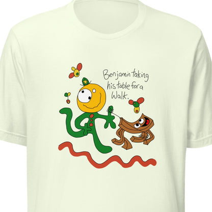 Benjamin taking his table for a walk - Men's T-Shirt