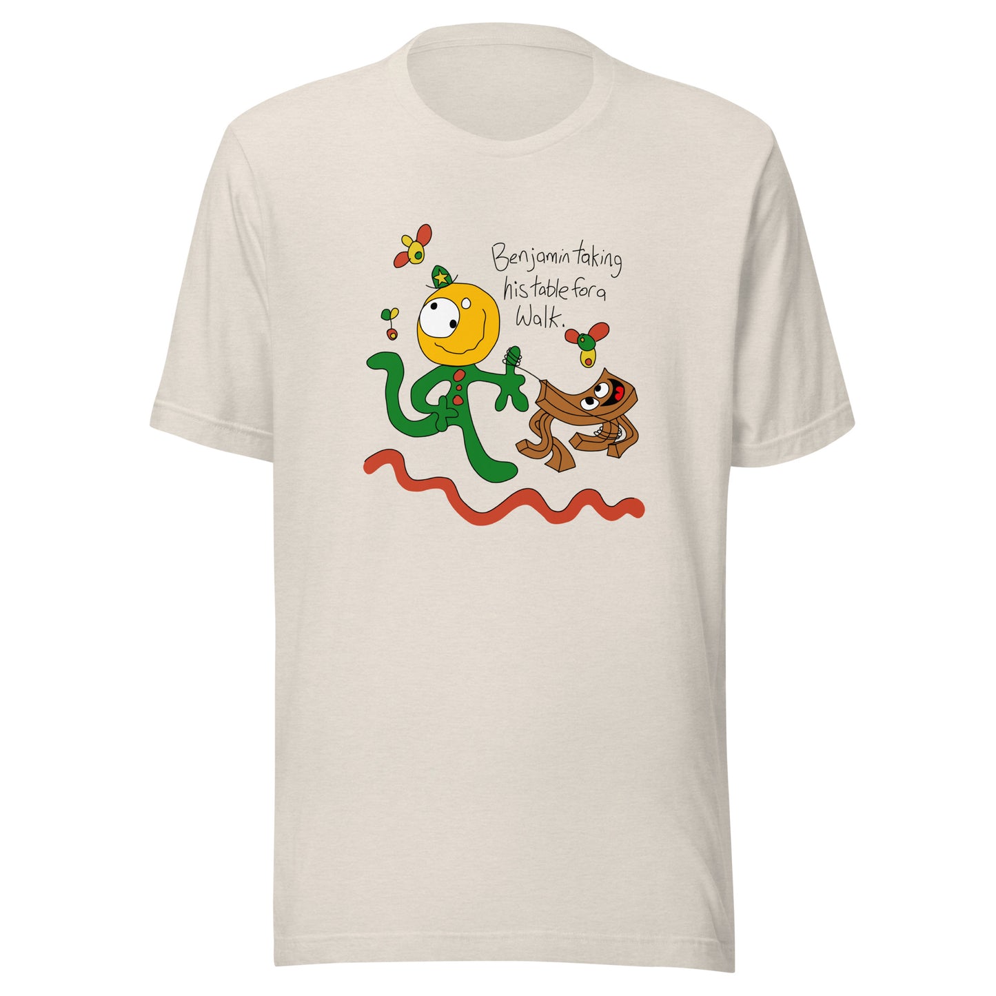 Benjamin taking his table for a walk - Men's T-Shirt