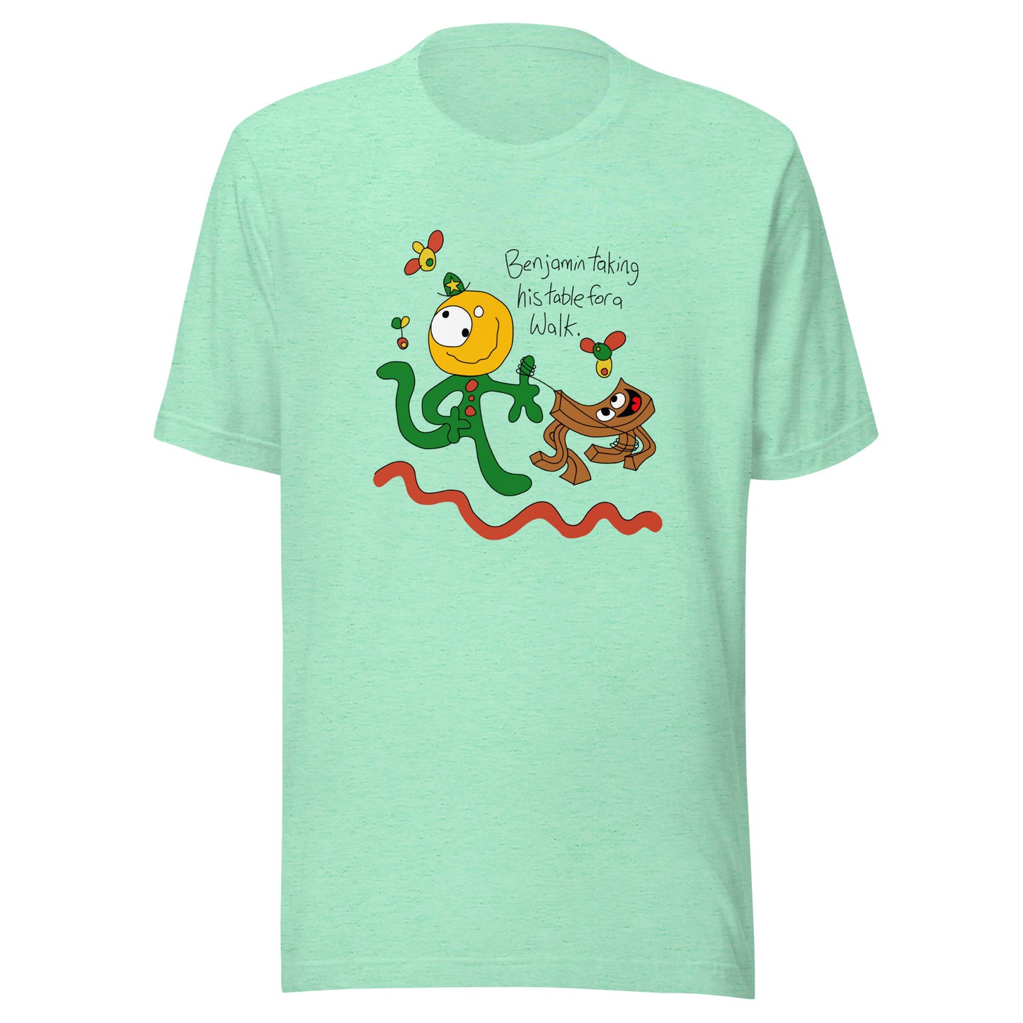 Benjamin taking his table for a walk - Men's T-Shirt