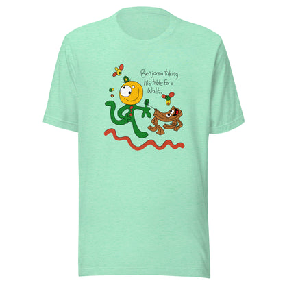 Benjamin taking his table for a walk - Men's T-Shirt